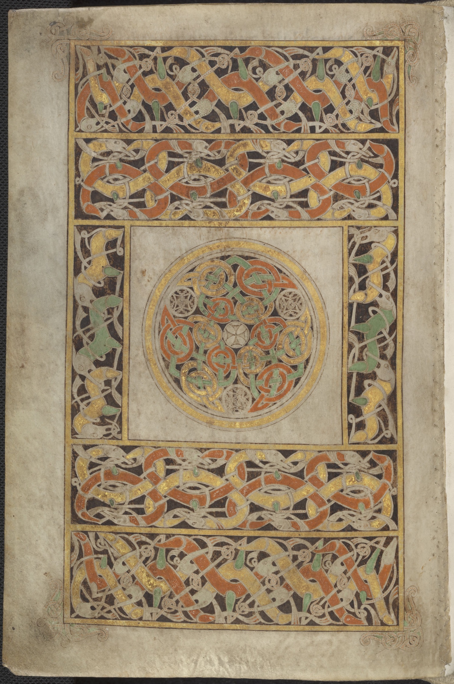 Cross carpet page from the Book of Durrow, folio 192 verso