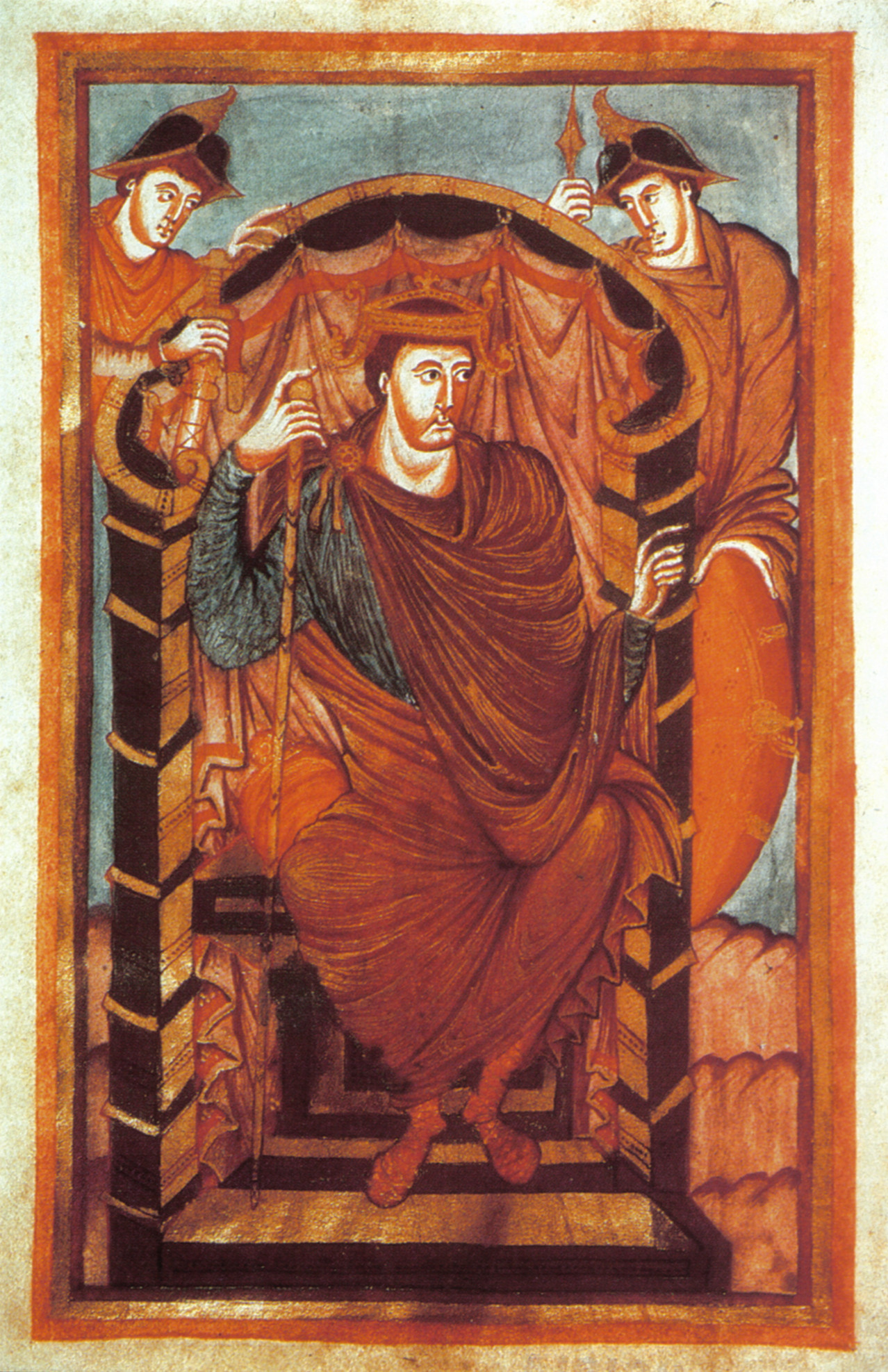 Emperor Lothair I enthroned, Gospels of Lothair